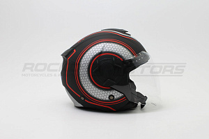 Шлем открытый с двойным стеклом ROCKOT PD-625 KL (M) (черный/красный матовый)