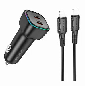 Устройство зарядное а/м Borofone BZ28B, чёрный (PD, 2xUSB-C, 55W)