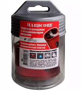 Коронка алмазная по керамограниту и мрамору 18мм HARDCORE с напр.сверлом