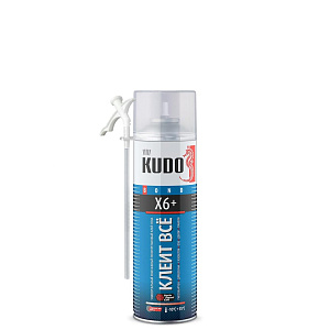 Пена-клей KUDO монтажная КЛЕИТ ВСЕ X6+  650мл/580г 