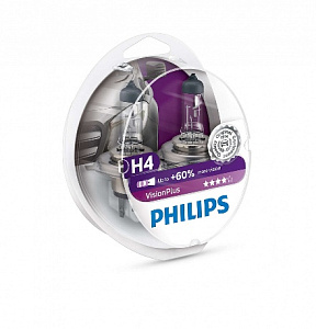 Лампа H4  60/55W 12V P43t Vision Plus (+60% света) (2шт.)