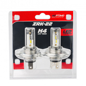 Лампа светодиодная H4 LED ZRK, 5500K, 12V (2шт)  OPTIMA