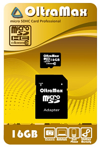 Flash-карта 16GB microSDHC class10+adapter  OltraMax