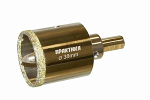 Коронка по керамограниту 38*70мм алмазная  ПРАКТИКА