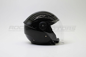 Шлем открытый со стеклом ROCKOT PD-623 Solid (M) черный глянец