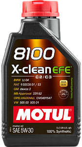 MOTUL 8100 X-Clean EFE 5W-30 SN, Dexos2, BMW LL-04 C2/C3 (100%синт) 1л  масло моторное