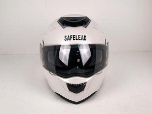 Шлем трансформер SAFELEAD LX-119 (встр. очки, белый перламутр, серебристый, размер М)