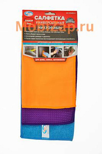 Салфетка микрофибра 30*25см 1+1+1 3-х разных разм. цветов, тестур  AUTOVIRAZH