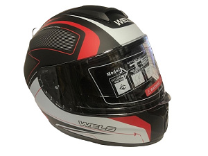 Шлем интеграл WELS M69 двойной визор, DOT (Чёрно-красный матовый XS,S,M, L, XL)
