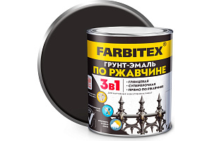 Грунт-эмаль по ржавчине 3в1 черный  0,8кг FARBITEX