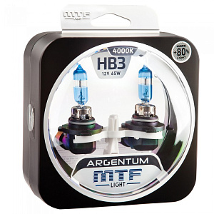 Набор ламп HB3/9005  65W 12V 4000K Argentum+80%  MTF (2шт)