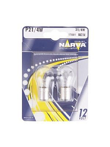 Лампа P21/4W 12V BAZ15d  NARVA 2шт