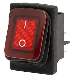 Выключатель клавишный 250V  6A (3c) ON-OFF с подсветкой влагозащита, квадр.