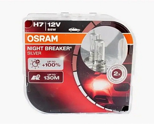Лампа H7  55W 12V PX26d+100% NIGHT BREAKER SILVER  OSRAM (2шт)