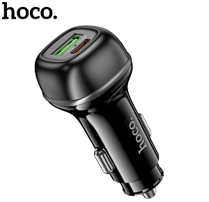 Устройство зарядное а/м универсальное USB-C + USB-A  HOCO Z58A 48W PD 30W+QC3.0 3A черное