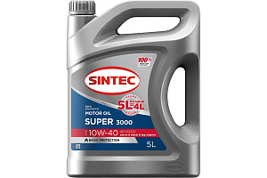 SINTEC Super 3000 10W-40  5л (п/синт) SG/CD масло моторное (5л ПО ЦЕНЕ 4л)