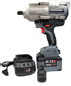 Гайковерт аккумуляторный ProfiPower T-2000N Li-ion 1х6,0Ач, 2000Hm  бесщ. удар. кейс