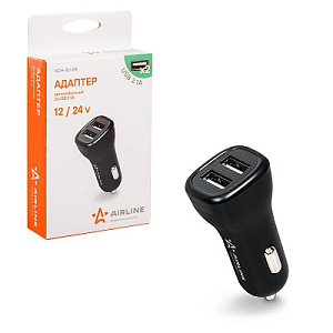 Устройство зарядное а/м универсальное 2USB (1A+2,1A)  AIRLINE