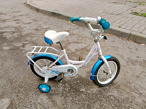 Велосипед 14" Tech Team + поддерж. колеса (белый/синий) T16137