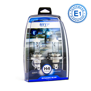 Набор ламп H4  55W 12V 3300K Dynamic Blue  MTF (2шт)