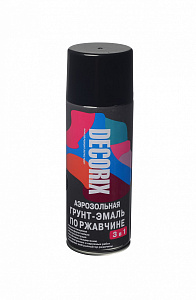 Грунт-эмаль-аэрозоль по ржавчине 3 в 1 Чёрная матовая 520мл DECORIX