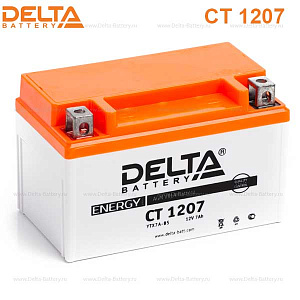 Аккумулятор DELTA CT 1207  12V, 7A/ч (150х86х94мм) Стартерный ток 105А (+ -)