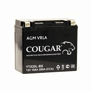 Аккумулятор COUGAR AGM 12V 18а/ч 280 А (- + ) 175х87х155 