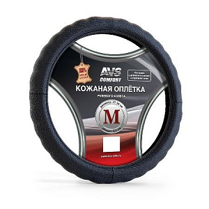 Оплетка  руля AVS кожа черная М 