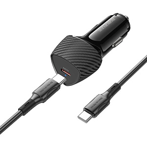 Устройство зарядное а/м BOROFONE BZ31B Solid, USB-C, 30W,  черный