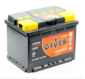 Аккумулятор GIVER HYBRID 6CT-60.0 60Ач (обратная полярность) 12В 500А 242*175*190