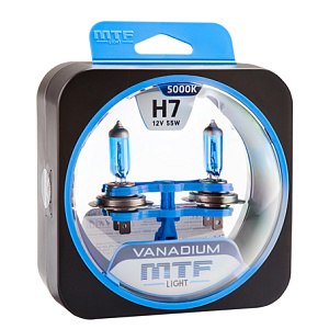 Набор ламп H7  55W 12V 5000K Vanadium  MTF (2шт)