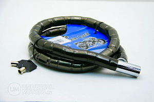 Замок противоугонный мото/скутер FS7006 22х120см (более модный,снаруж пластик, внутри цепь, 2 ключа)