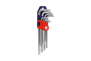 Набор ключей TORX 9шт Т10-50 длиненных  с отверстием   Workpro