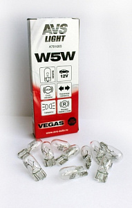 Лампа W5W 12V (W2,1*9,5d)  AVS Vegas