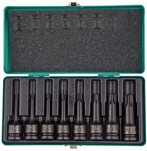 Набор головок ударных TORX Т30-Т80  8 предметов 1/2" Stels