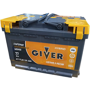 Аккумулятор GIVER HYBRID 6CT-77.0 60Ач (обратная полярность) 77Ah, 12V, 640A EN, 276x175x190